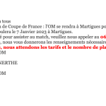 Information importante - Match de Coupe de France 32ème  HYERES - OM le Samedi 07 Janvier 2023 à 15h30